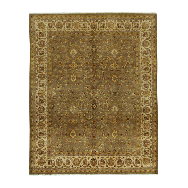 Bokara Rug Co., Inc. HandKnotted HighQuality Green and Beige Area Rug